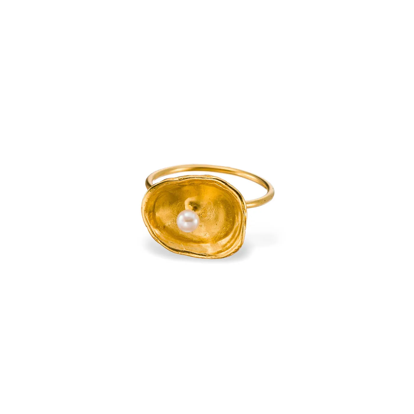 Simple limpet with pearl - ring - silver 925 - gold plated