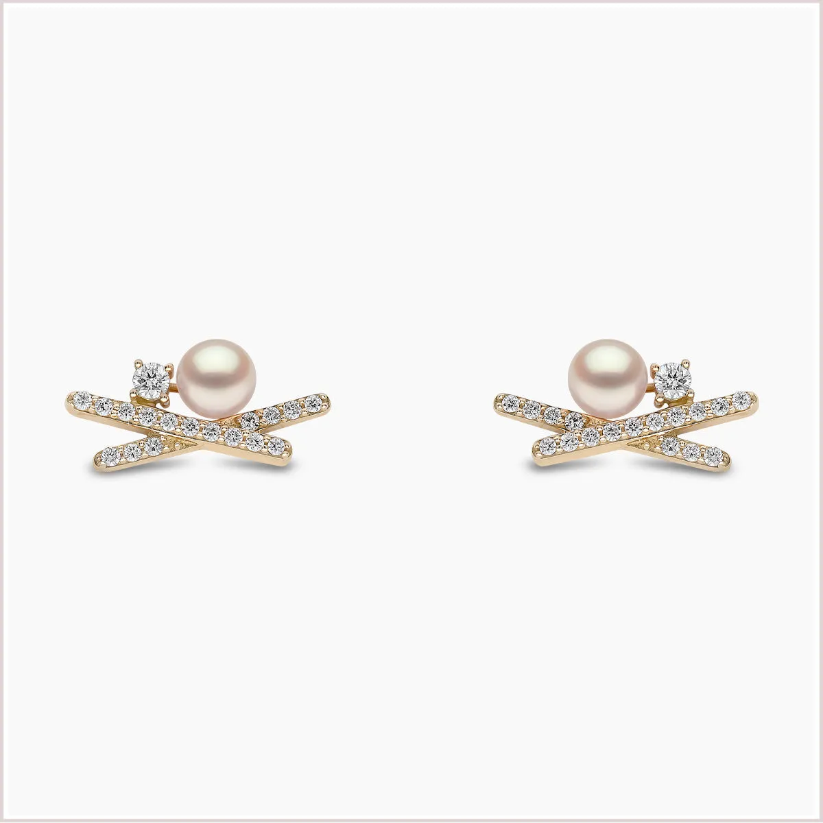 Sleek Akoya Pearl and Diamond Stud Earrings in 18ct Gold