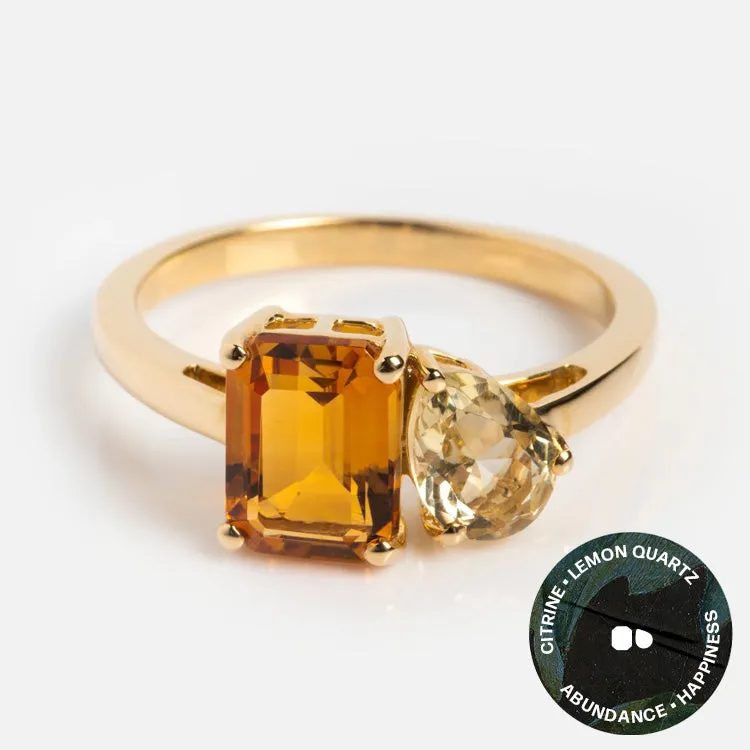 Solid Gold Toi et Moi Colorful Gemstone Ring