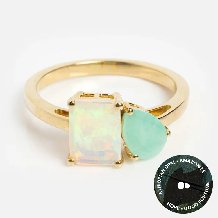 Solid Gold Toi et Moi Colorful Gemstone Ring