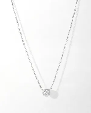 Solitaire Diamond Necklace - White Gold