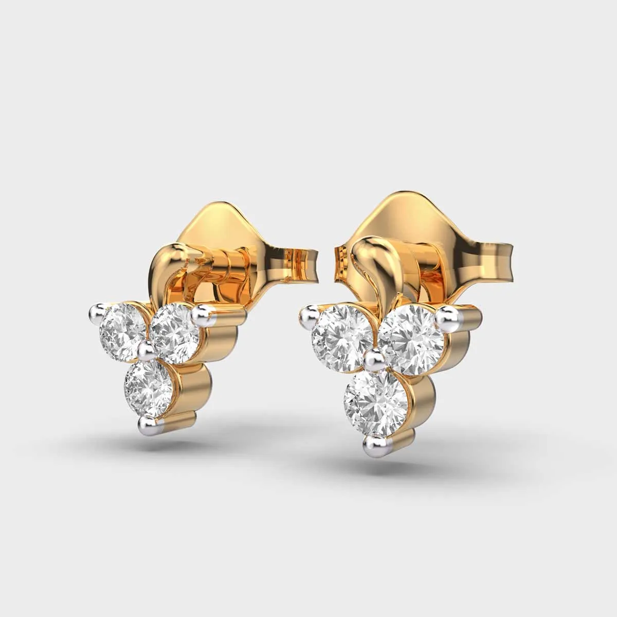 Soulful Spring Diamond Studs Gold Earring