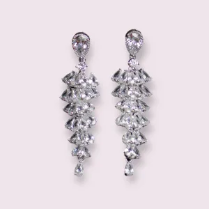 Sparkling Cubic Zirconia Umbrella Chandelier Bridal Earrings AAA 