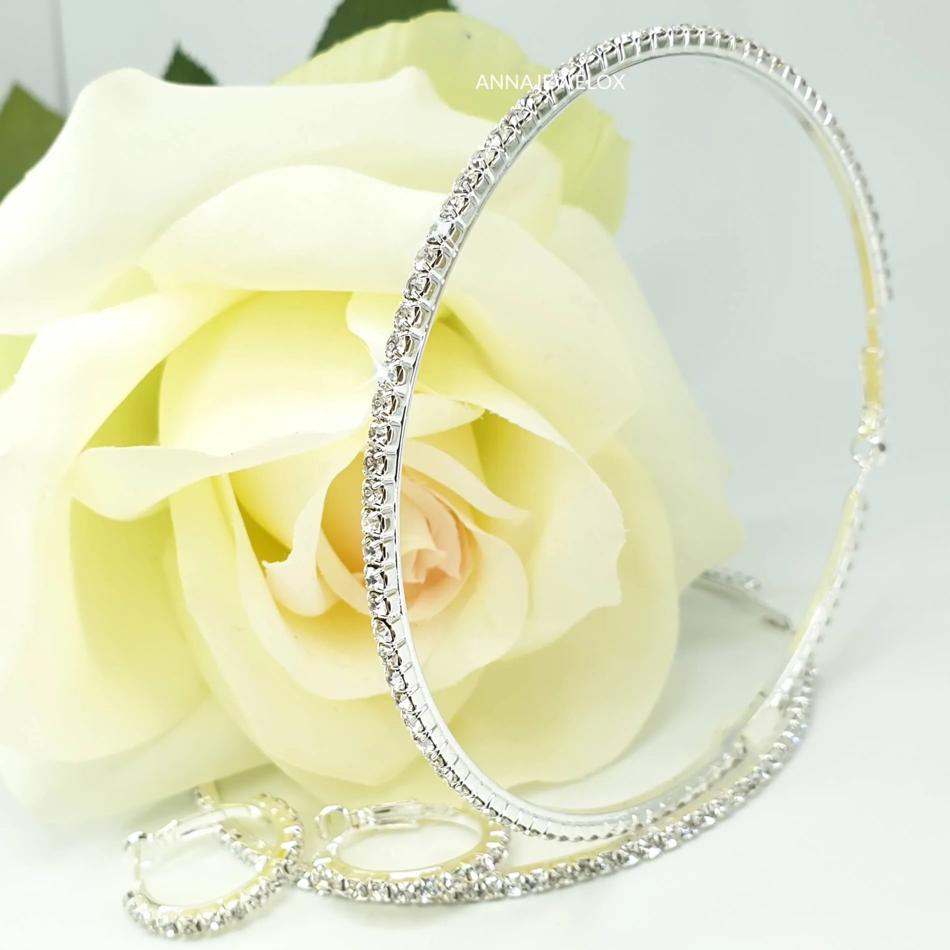 Sparkling Silver Crystal Hoop Bridal Earrings