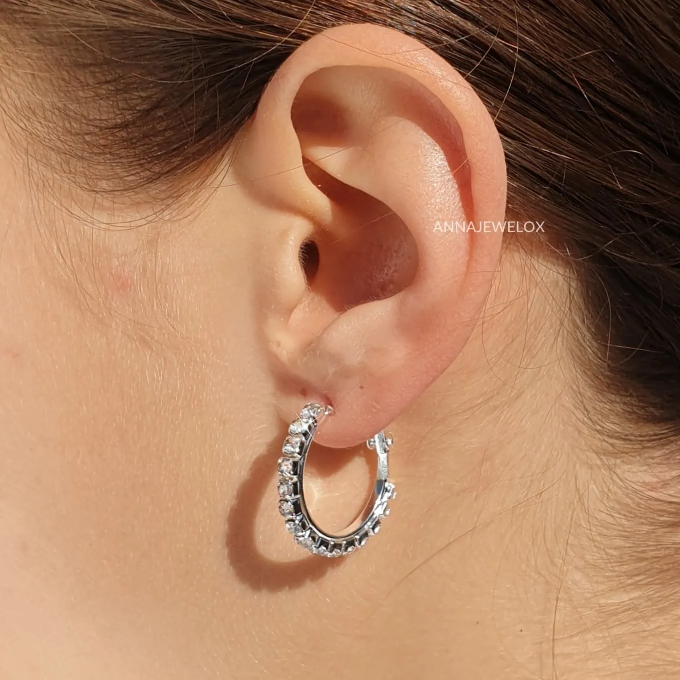 Sparkling Silver Crystal Hoop Bridal Earrings