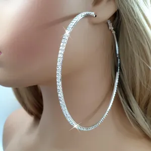 Sparkling Silver Crystal Hoop Bridal Earrings