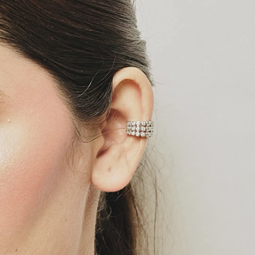 Sparkling Trifecta Cuff Earrings