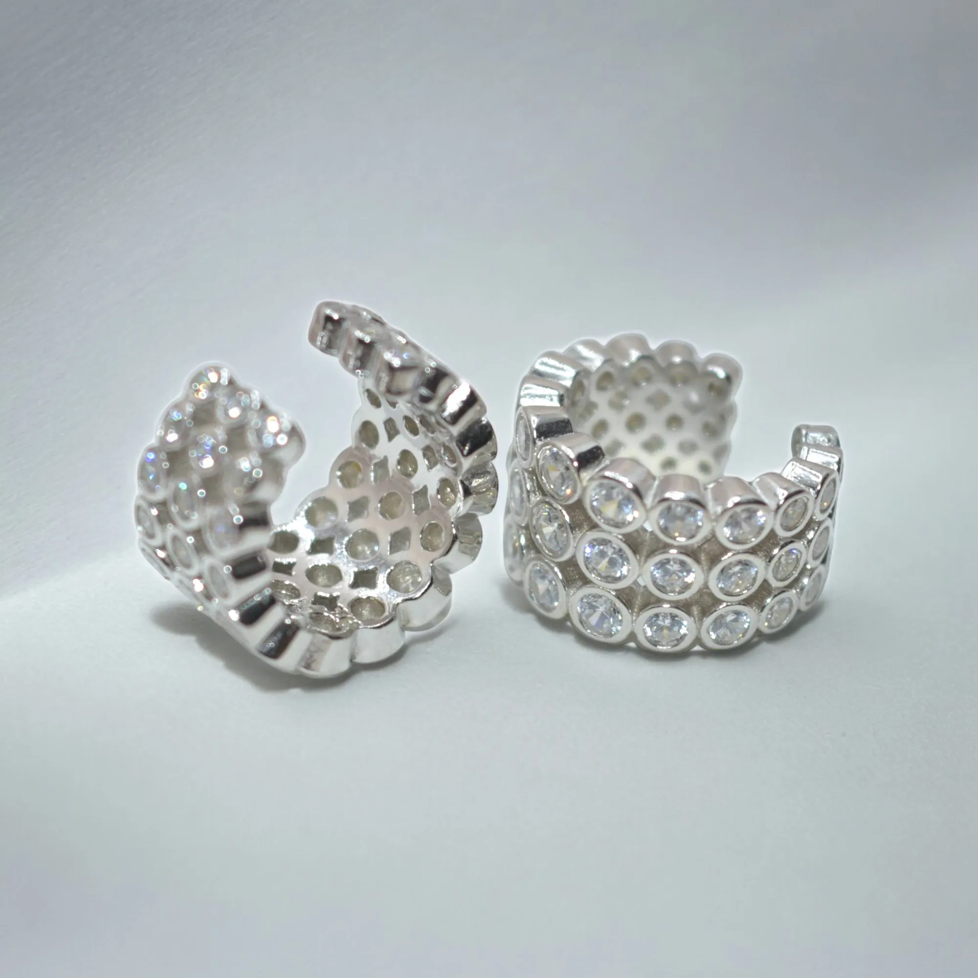 Sparkling Trifecta Cuff Earrings