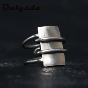 Stainless Steel Simple Geometric Hammer Ring