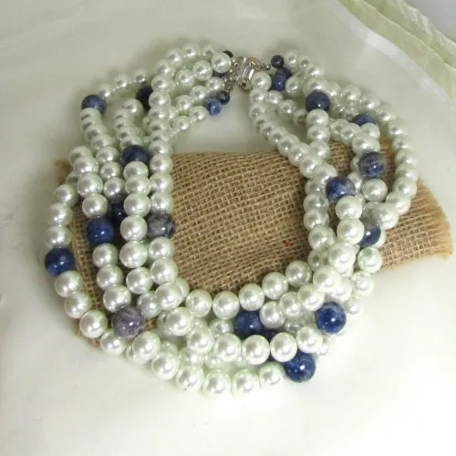 Statement Pearl Necklace 5 Strands