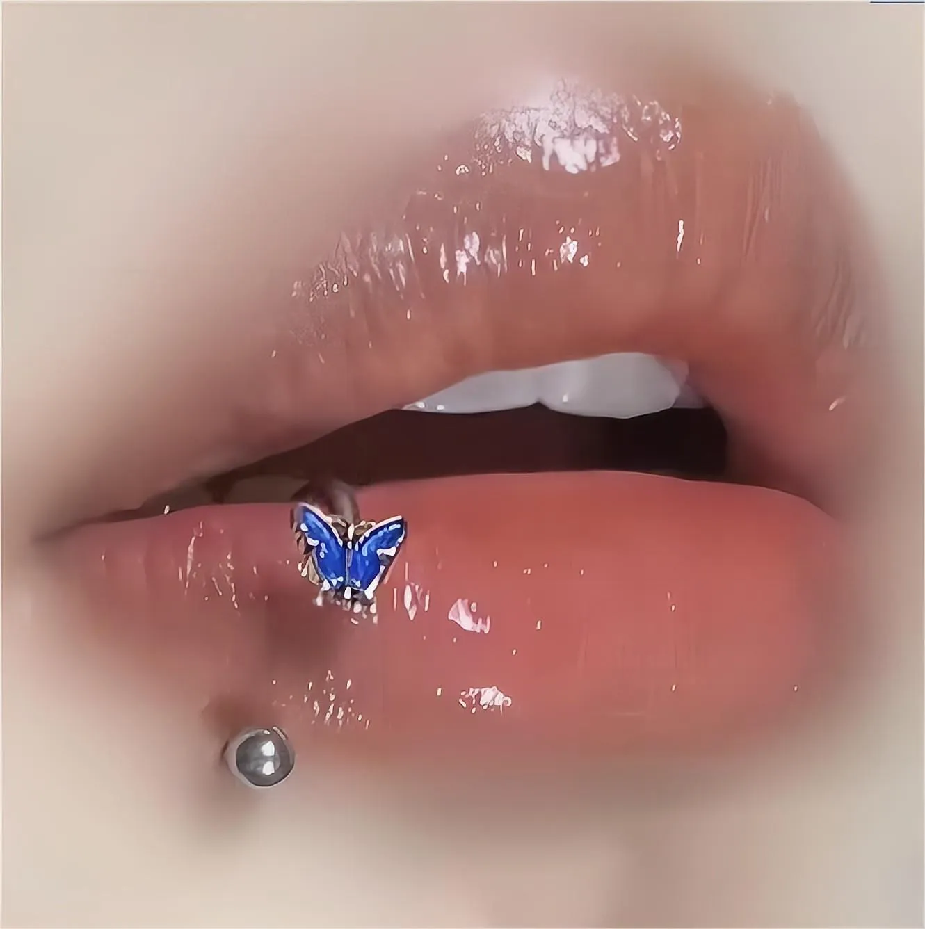 Steel Colorful Butterfly Piercing Lip Ring