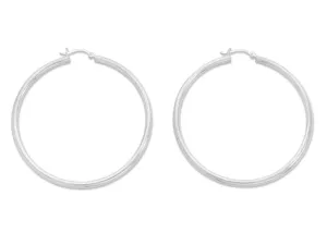 Sterling Silver 50mm Plain Hoop Earrings