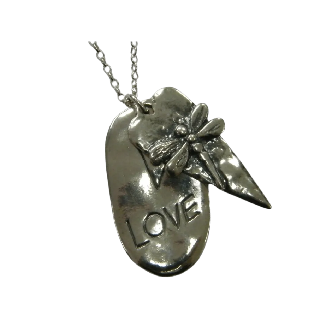 Sterling Silver Necklace for woman. Heart and Dragonfly charms necklaces for women.