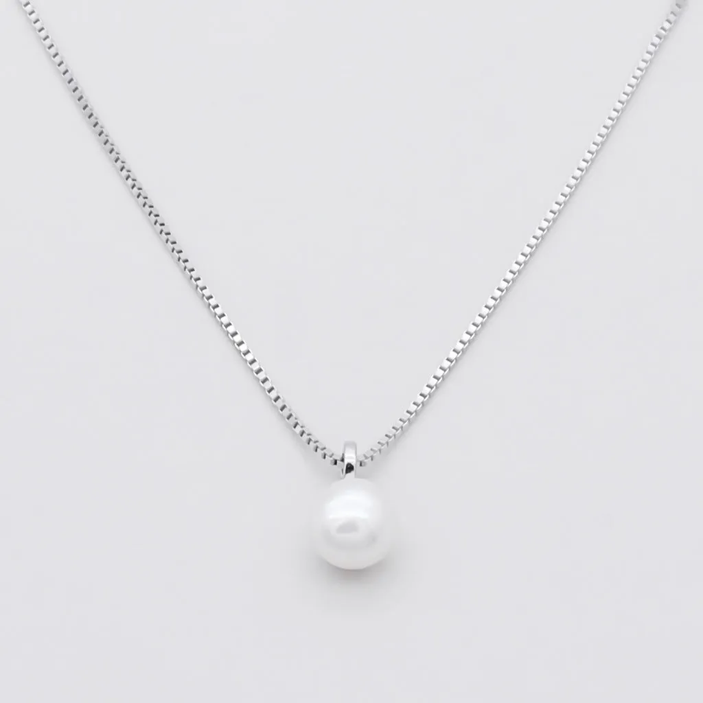 Sterling Silver Pearl Necklace - Silver