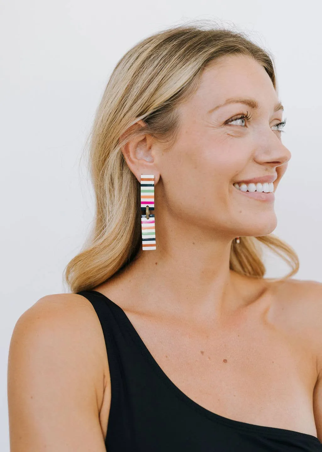 Striped Colorful Dangle Earrings