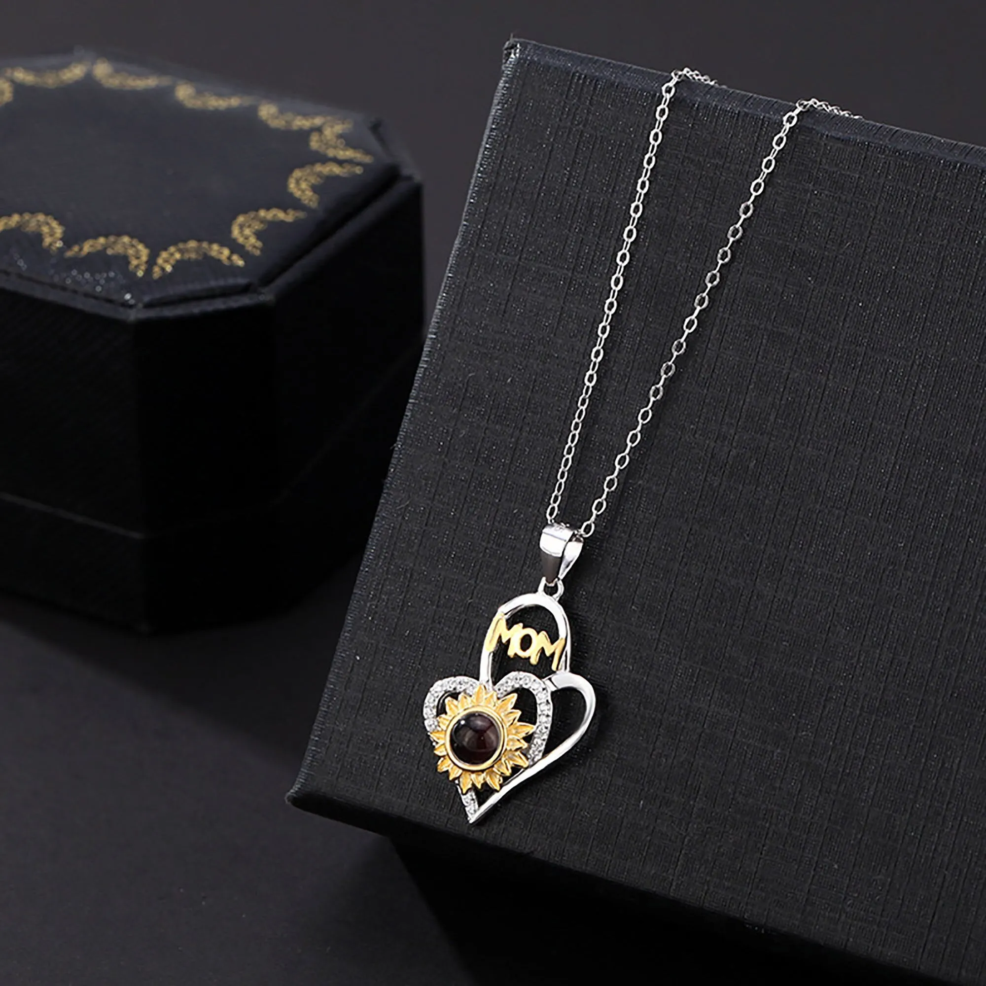 Sunflower with customized photosProjection Necklace  Pendant Jewelry