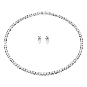 Swarovski Women's Crystal Matrix Tennis Jewelry Set Collection Rhodium Finished Setting featuring Necklaces and Earrings - 5647730