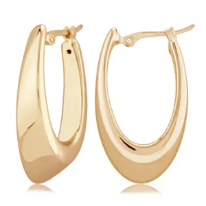 Tapered Oval Hoop Earrings, 14Kt