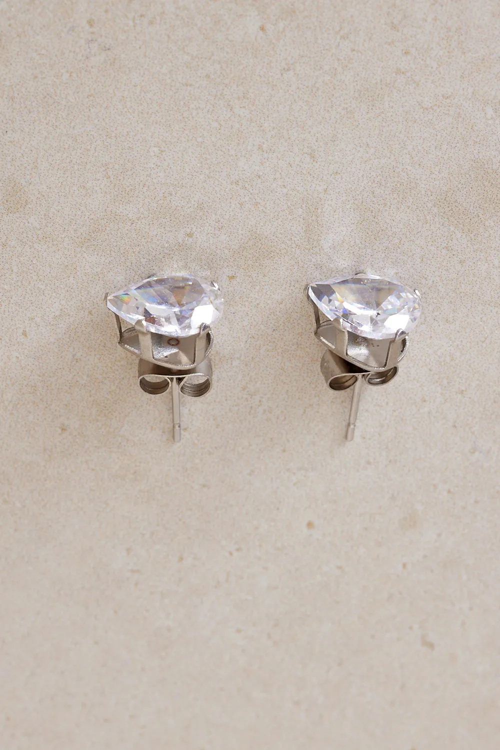 Teardrop Stud Earrings - Crystal Clear