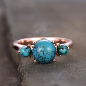 Three Stone Turquoise Engagement Ring Simple