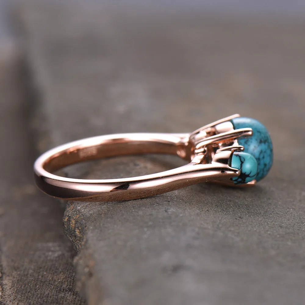 Three Stone Turquoise Engagement Ring Simple