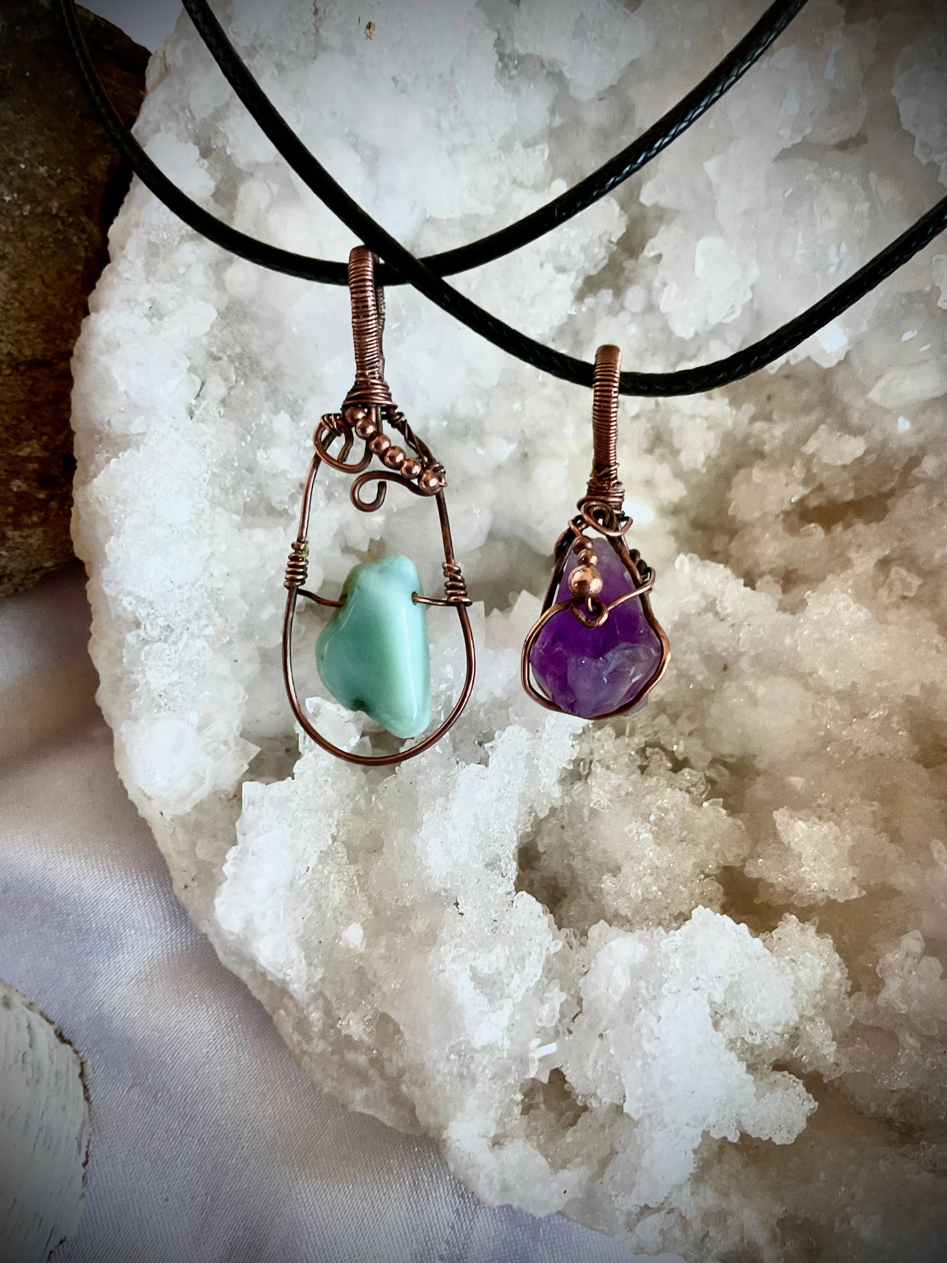 Tiger Eye, Larimar & Amethyst Pendants