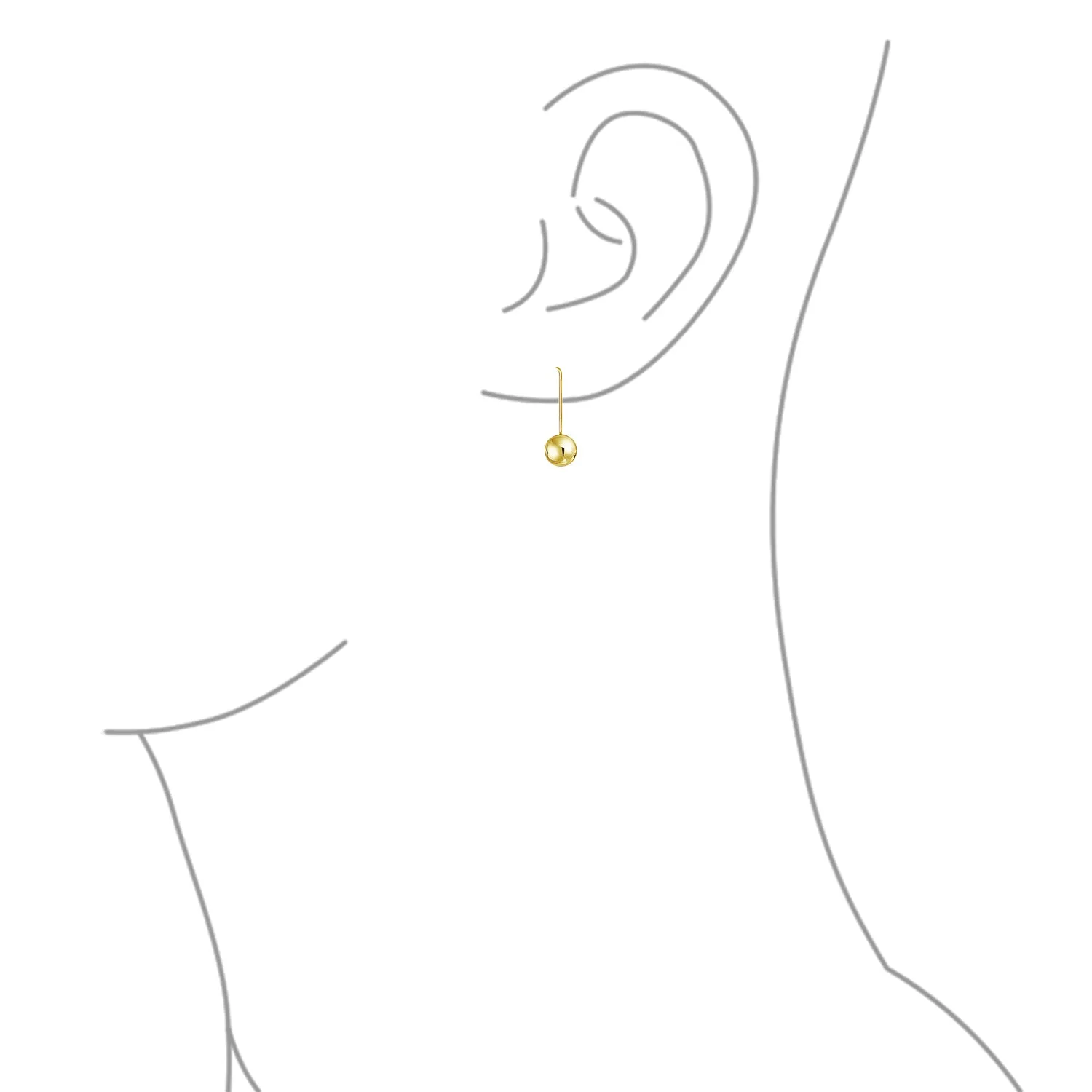 Tiny Minimalist Threader Drop Ball Earrings in Real 14K Yellow Gold