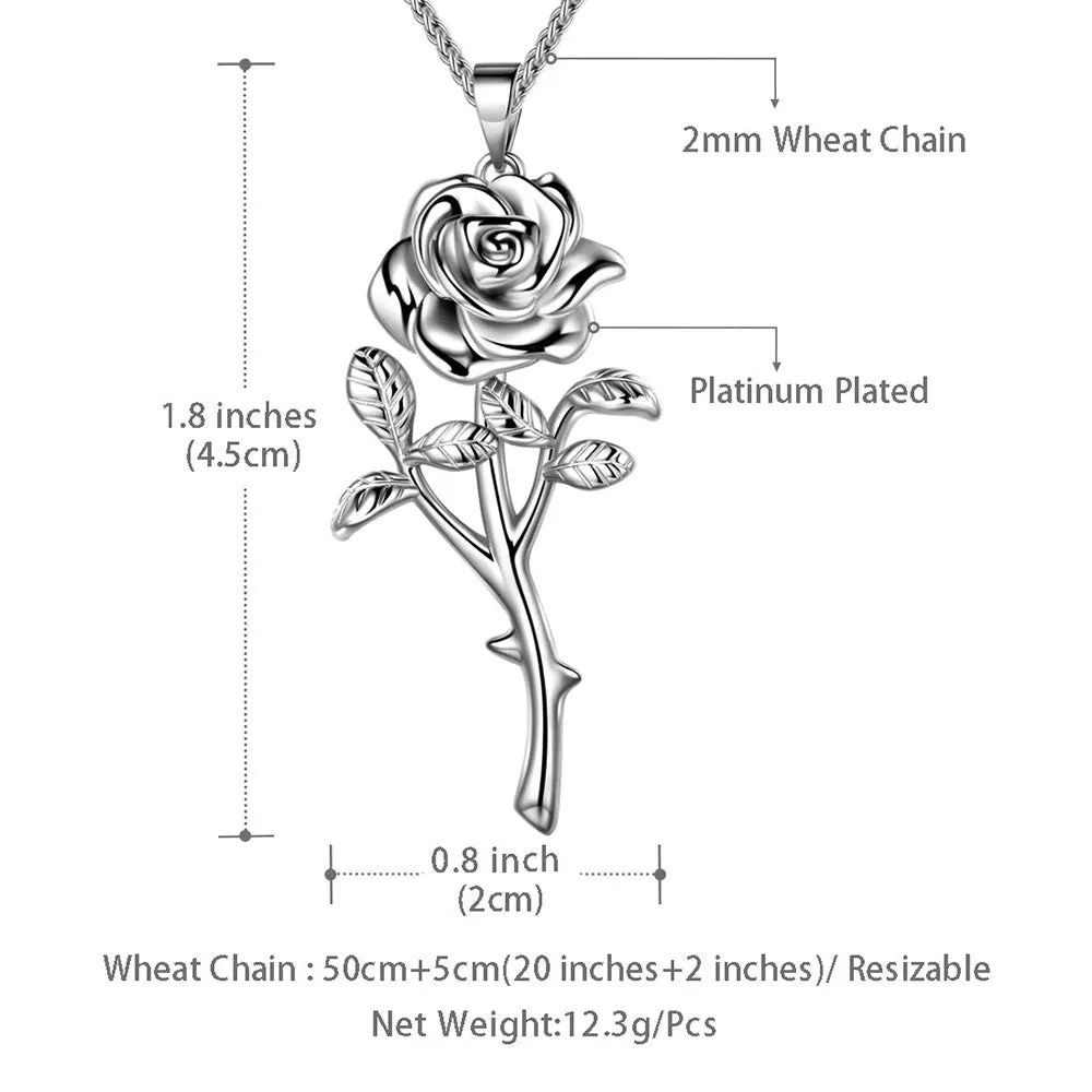 Tokyo Mart Women Rose Necklaces Gothic Vintage 3D Flower Pendant Romantic Grils Jewelry Gifts