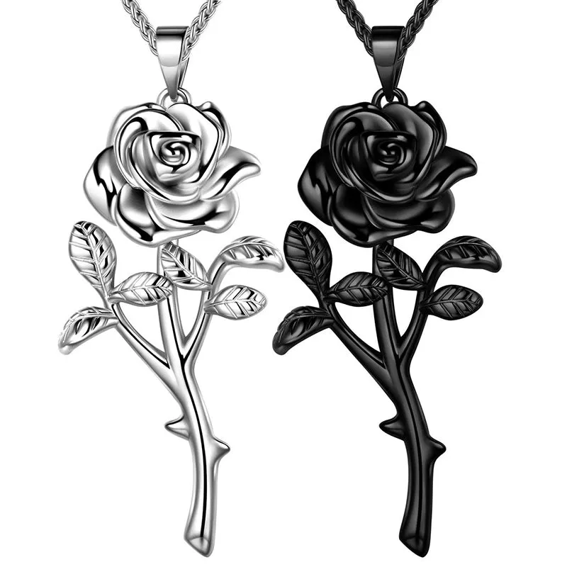 Tokyo Mart Women Rose Necklaces Gothic Vintage 3D Flower Pendant Romantic Grils Jewelry Gifts