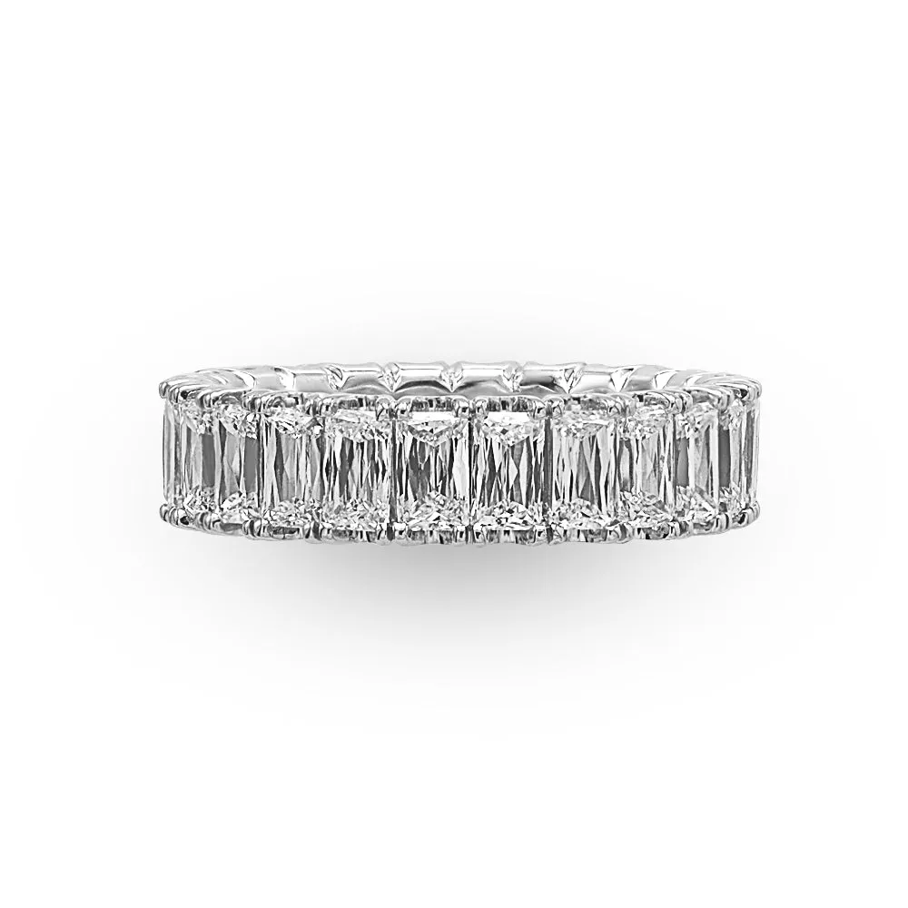 Triple Cut Baguettes Eternity Band, 4.60 Carats Total Weight.