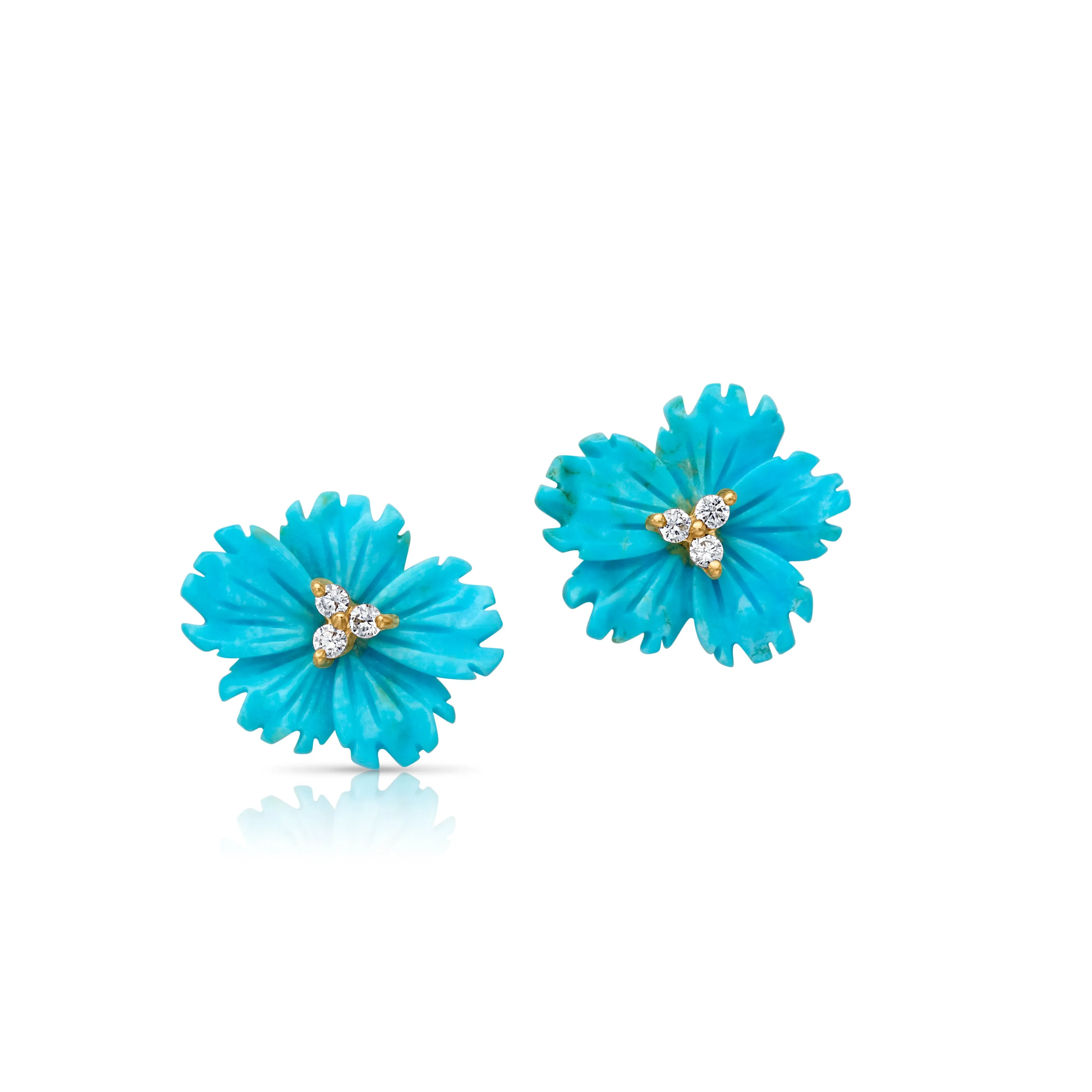 Turquoise Flower with Cubic Zirconia Center