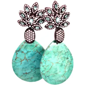 Turquoise Statement Cubic Drop Earring