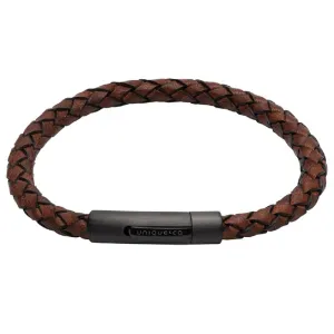 Unique & Co Brown Leather Mens Bracelet B512DB21