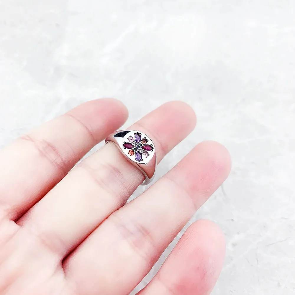 VAIGE Vibrant Floral Zircon Ring in 925 Sterling Silver