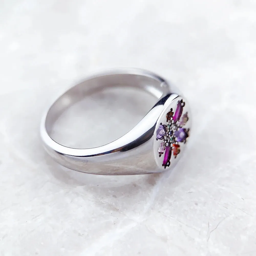 VAIGE Vibrant Floral Zircon Ring in 925 Sterling Silver