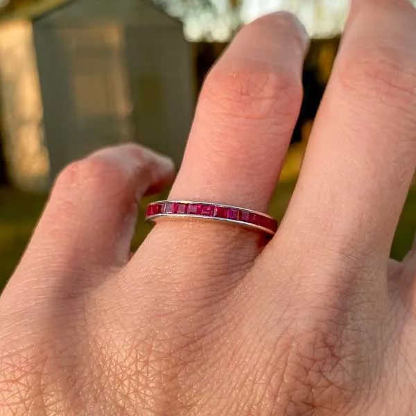 Vintage Ruby Eternity Band, Size 7.5