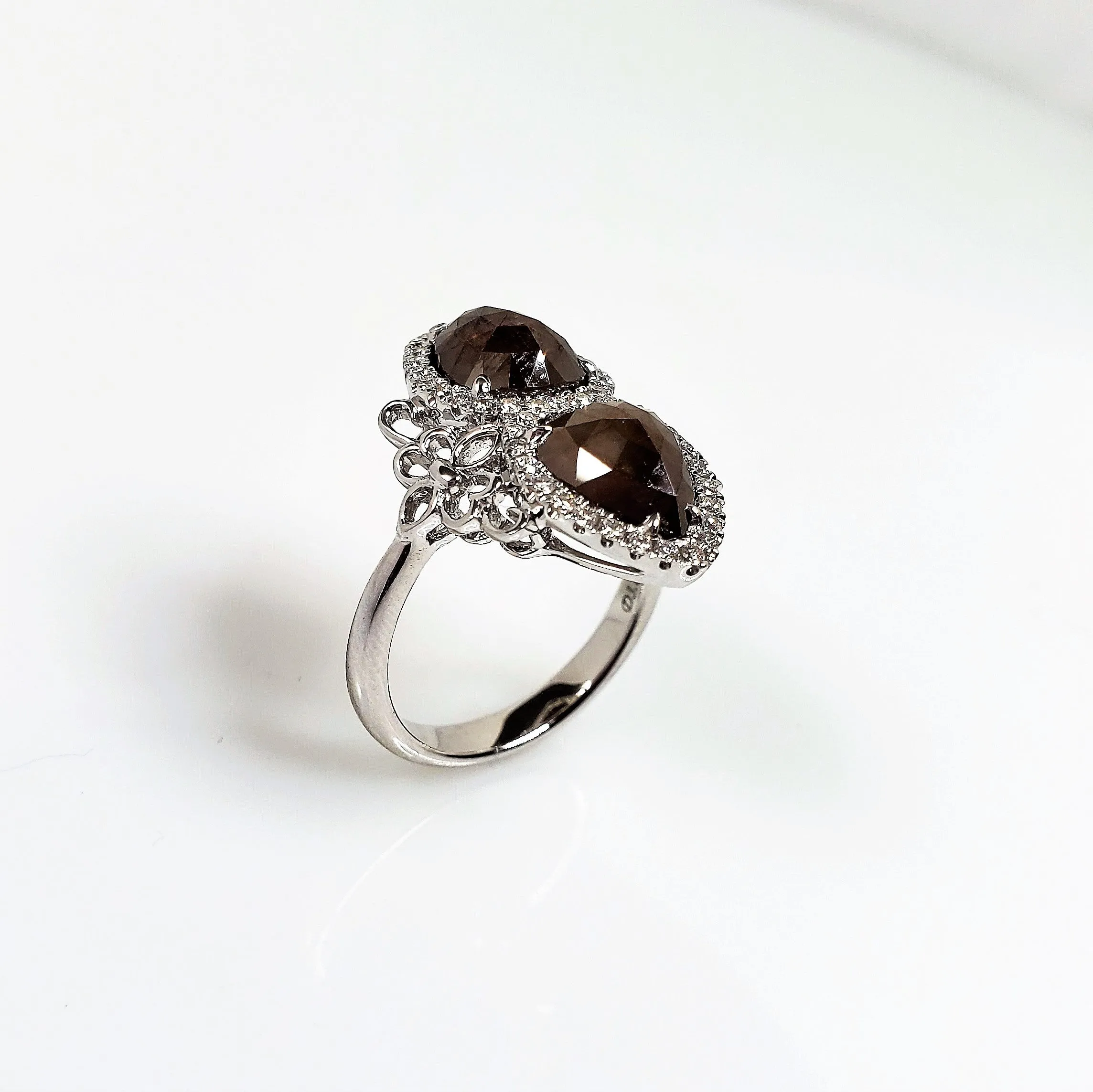 White Gold Contemporary Rough Diamond Ring