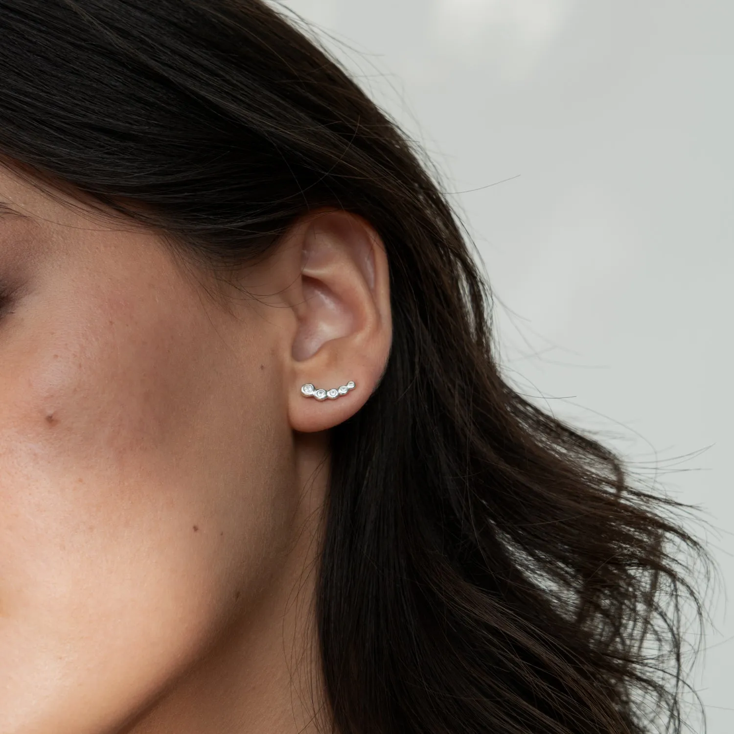 White Sapphire Dewdrop Ear Climbers