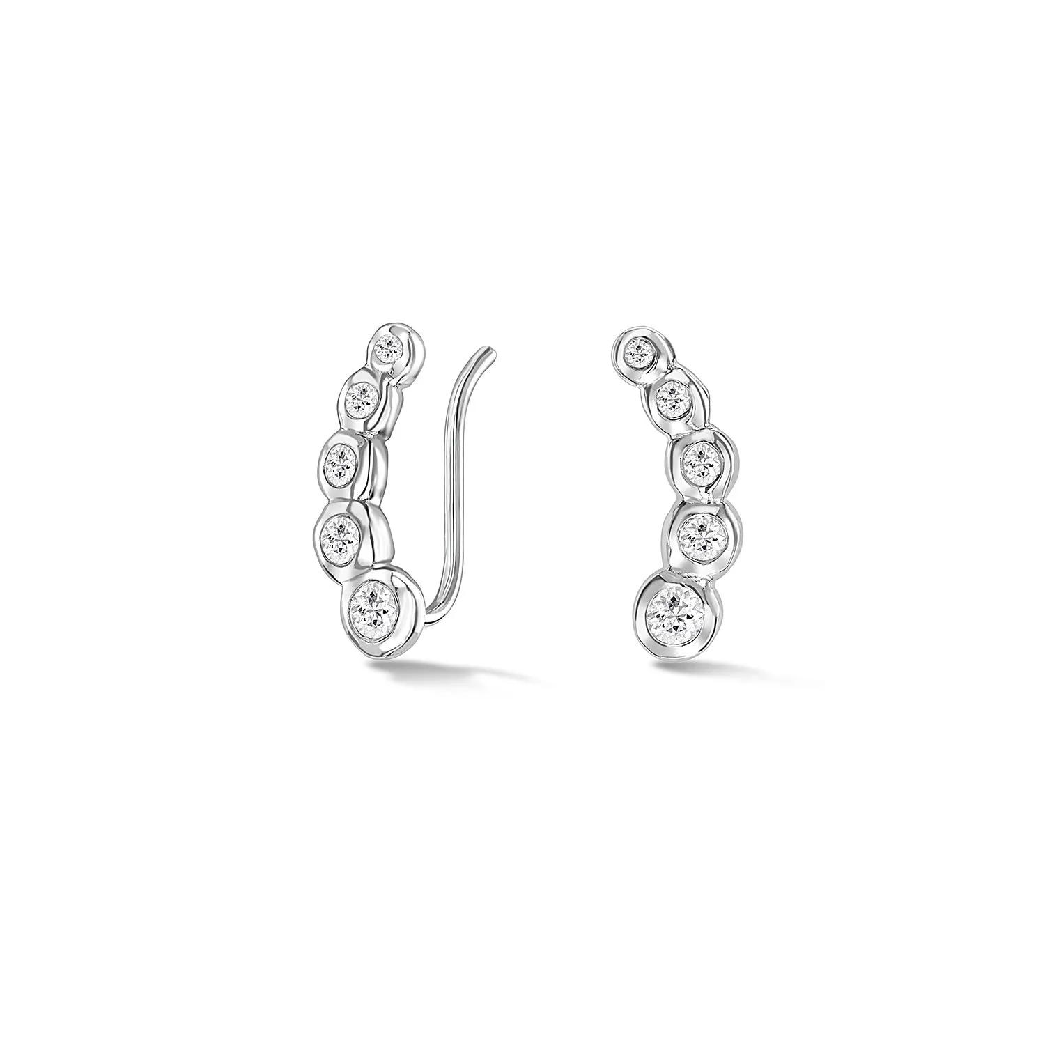 White Sapphire Dewdrop Ear Climbers