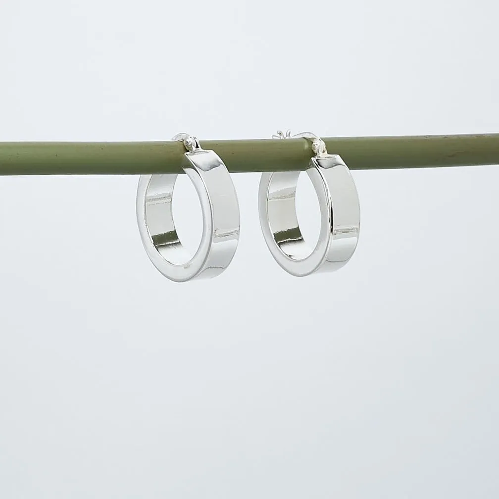 Womens Silver Hoop Earrings - Bold Shiny 925 Silver Hoop Huggie Earrings for Women and Girls