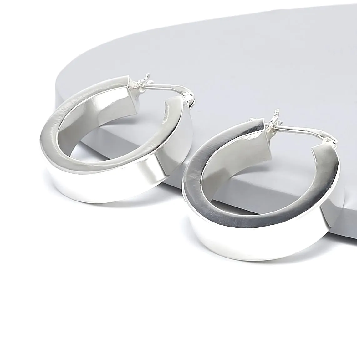 Womens Silver Hoop Earrings - Bold Shiny 925 Silver Hoop Huggie Earrings for Women and Girls