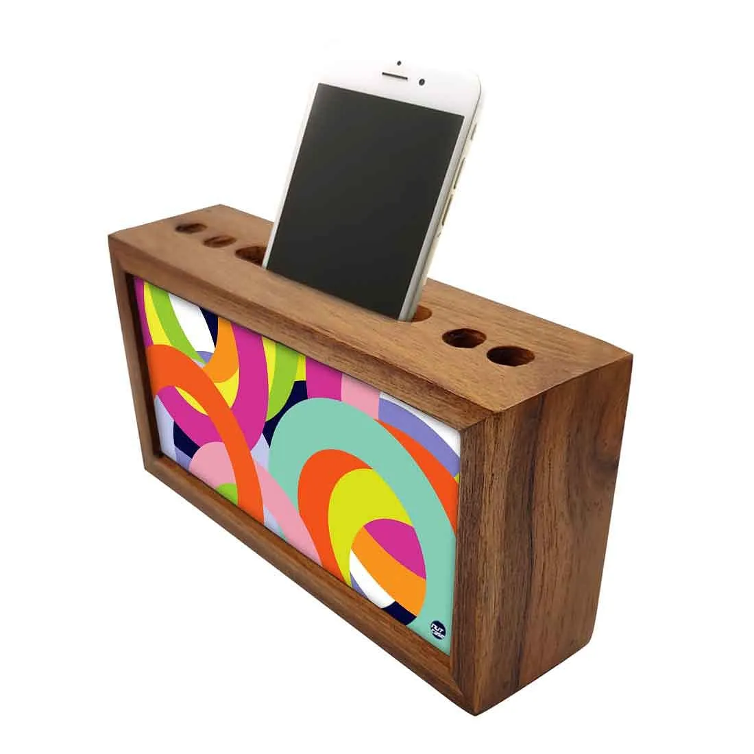 Wood desk accessories Pen Mobile Stand - Colorful Rings