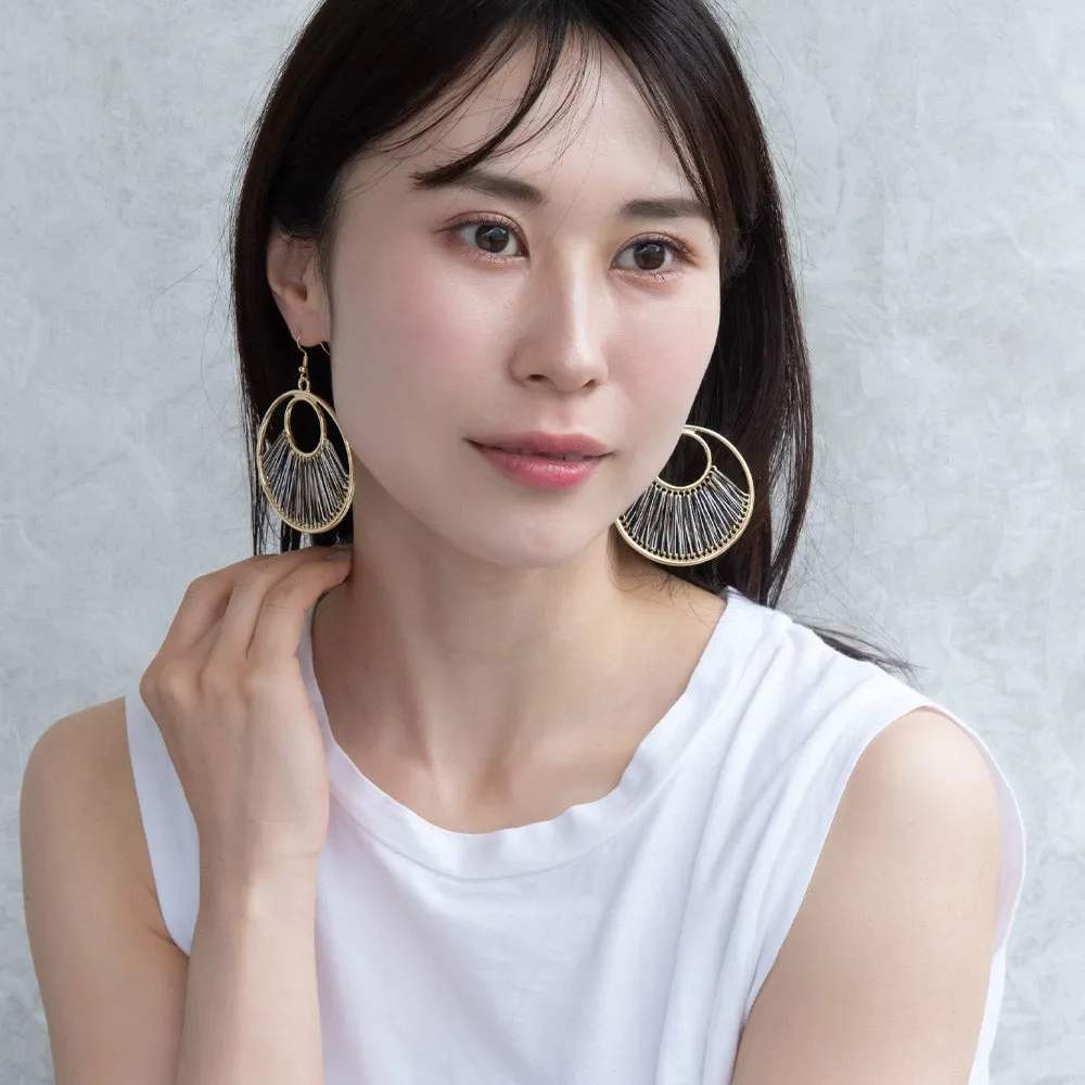 Woven Thread Circle Drop Earrings