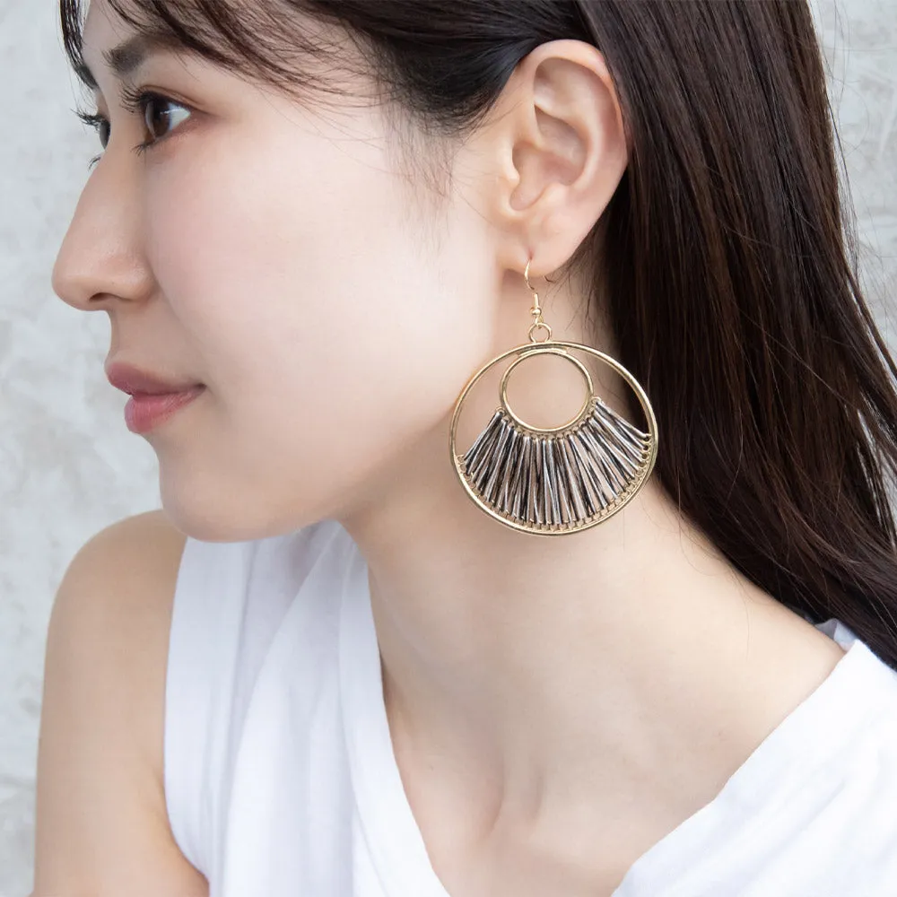 Woven Thread Circle Drop Earrings