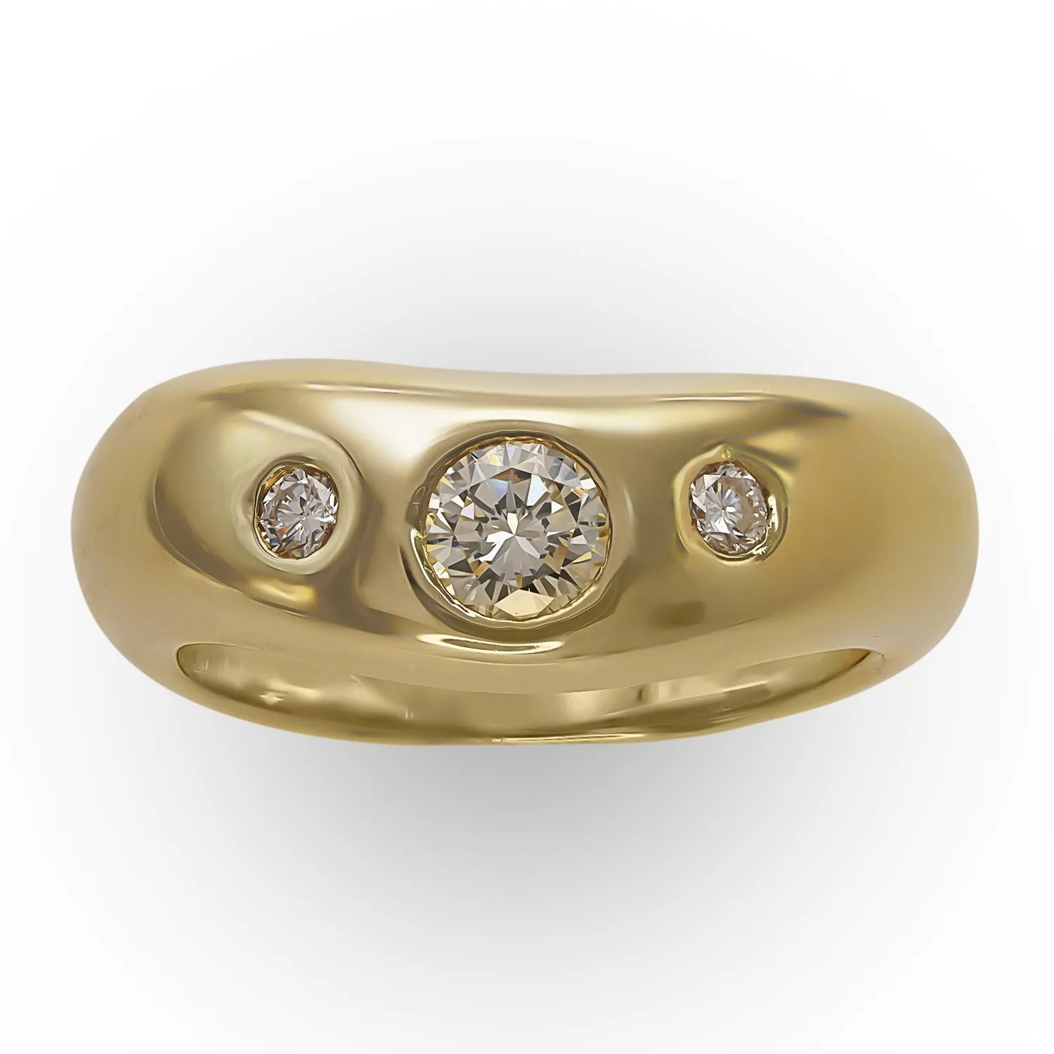 Yellow Gold Curved Diamond Ring